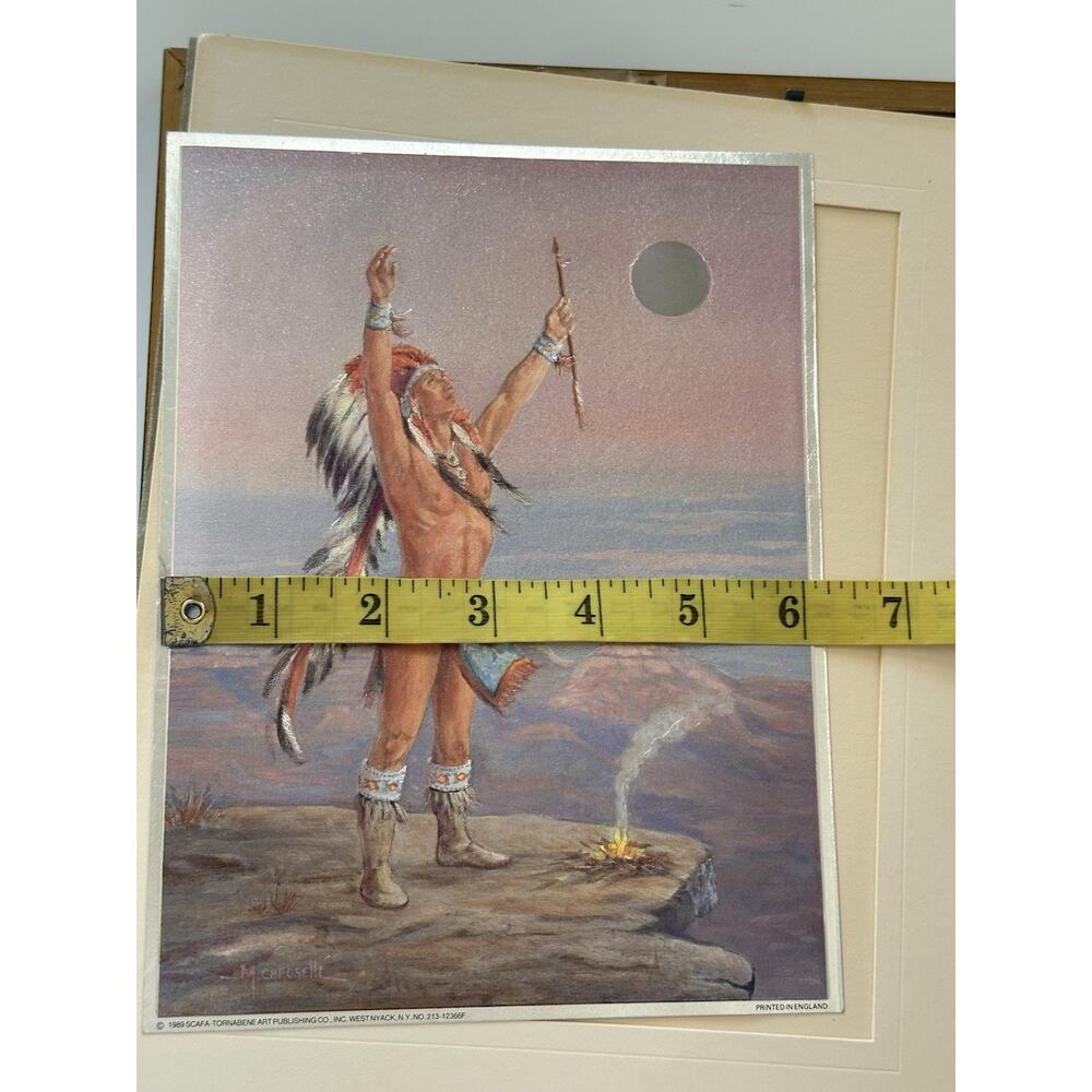 Native American Indian 1989 signed by M. Caroselli 8x6 Framed Home Decor Collect - Picture 6 of 7